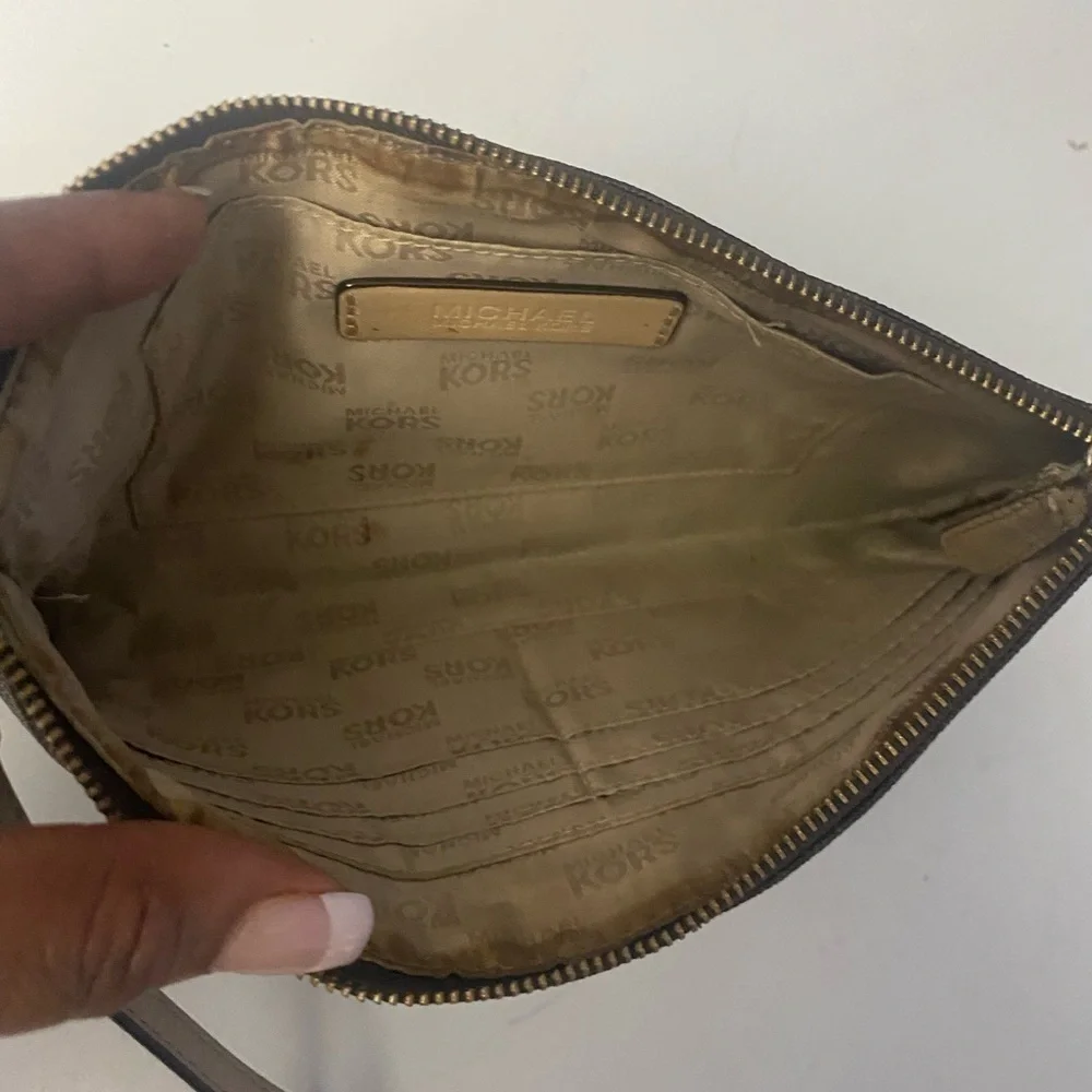 MICHAEL Michael Kors Brown Monogram Large Wristlet MSRP $98